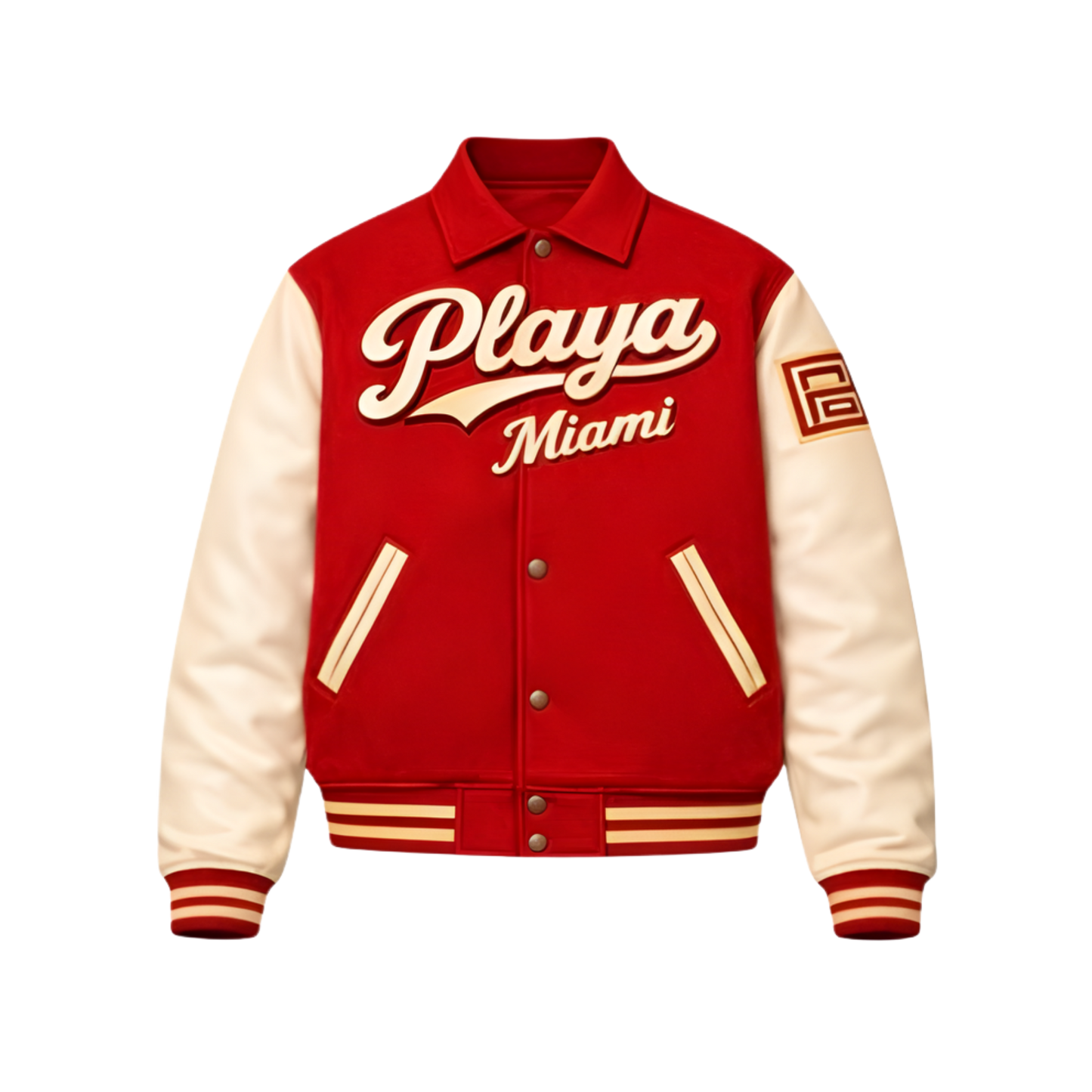 Pre Order PLAYA VARSITY JACKET W/ LEATHER SLEEVES