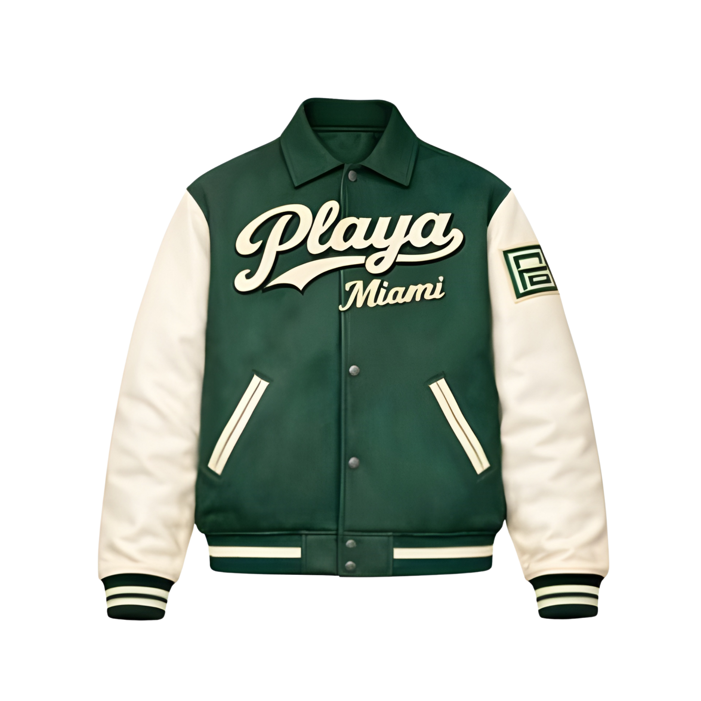 Pre Order PLAYA VARSITY JACKET W/ LEATHER SLEEVES